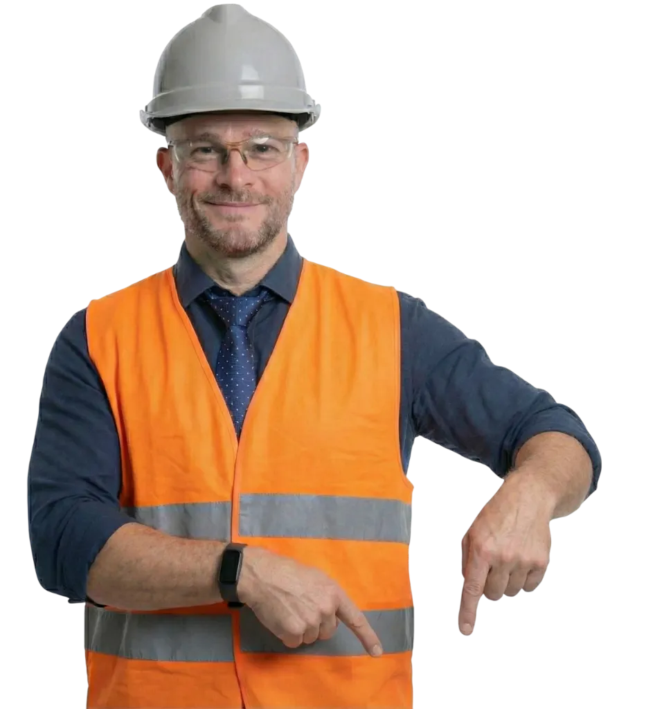 Frank wijst naar het contactformulier