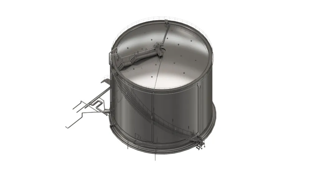 3D Engineering van RVS Opslagtank - Isometrisch aanzicht